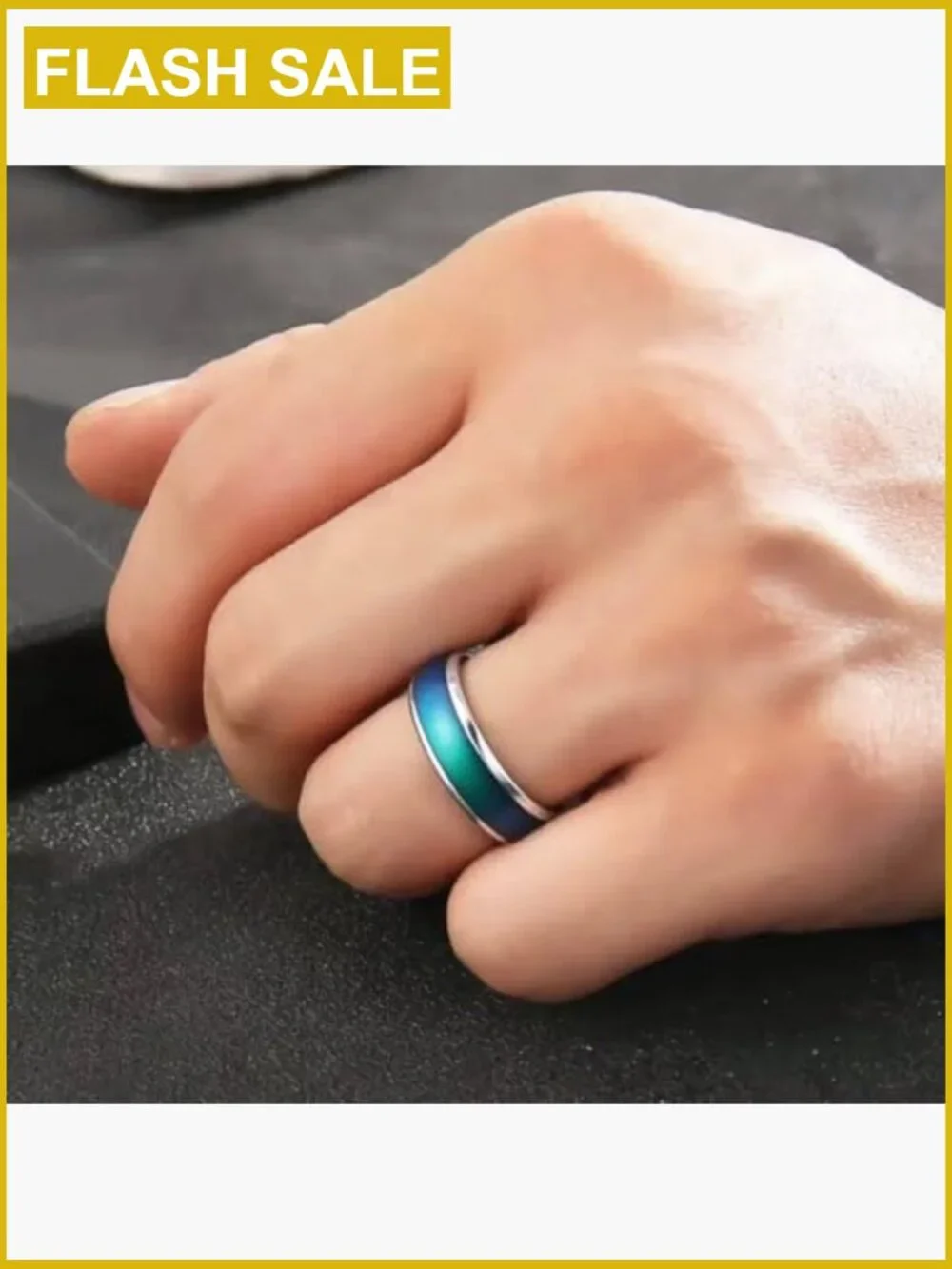 Temperature Sensitive Color Changing Mood Ring Stainless Steel Adjustable Size